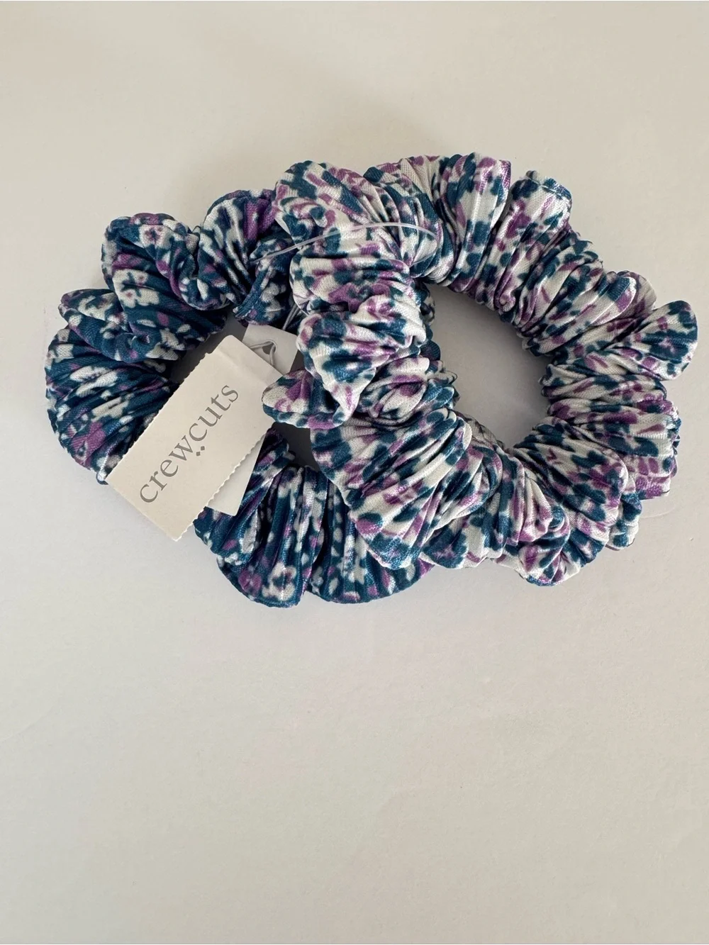 NWT Crewcuts J.Crew Floral Scrunchies Set 2 Blue Purple Hair Ties Girls One Size